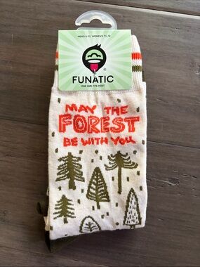 NWT | Funatic Brand Women’s Cream & Olive 'May The Forest Be With You' Crew Sock